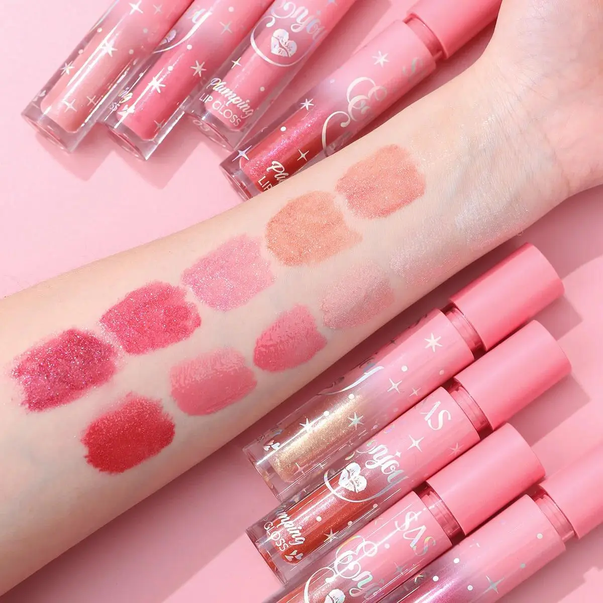 Pearlescent Lip Glaze Plumping Gloss Long Wearing Waterproof Hydrating Non Stick Glittery Shiny Lipstick