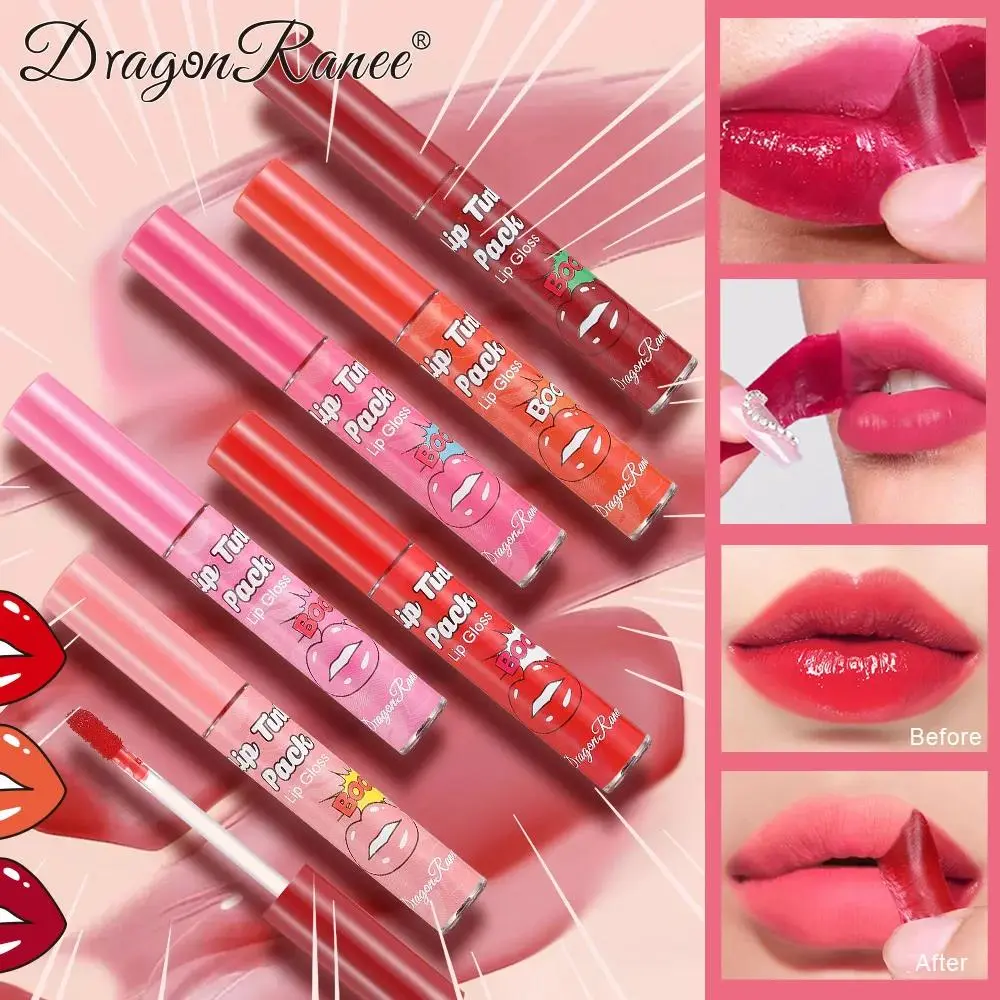 Matte Liquid Lipstick Waterproof Peel Off Lip Glaze Long Lasting Non Transfer Tear Away Lip Tattoo Set Sexy Red