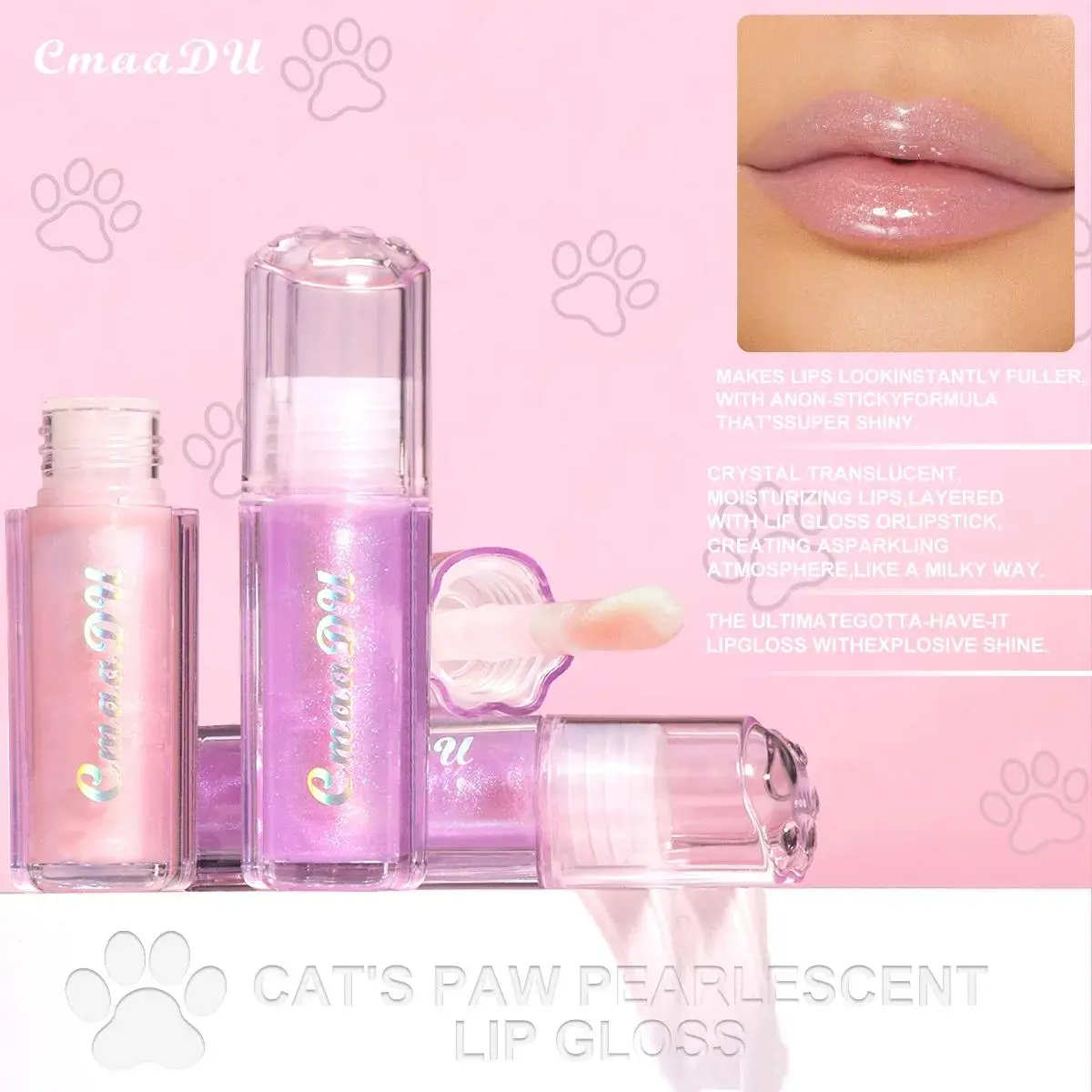 Pearlescent Glitter Lip Gloss Plumping Moisturizing Sheer Purple Pink Sexy Lip Tint Mirror Jelly Shine Long Lasting