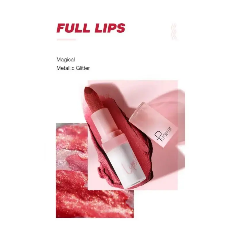 Shimmery Diamond Lipstick 10 Shades Waterproof Glittery Non Transfer Red Lip Tint Smooth Long Wear Pearly Lipstick