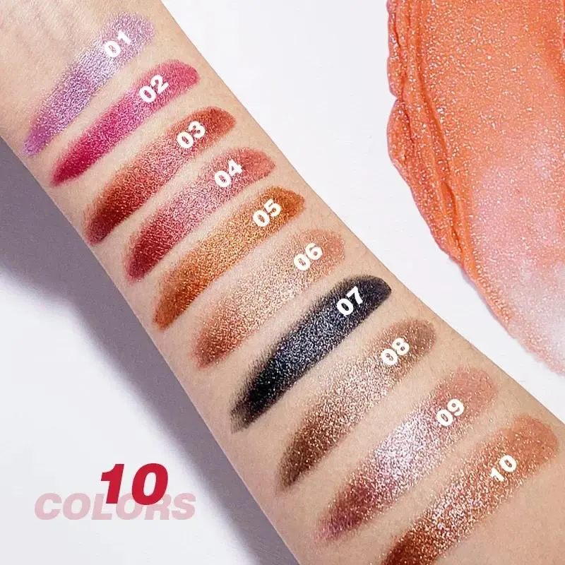 Shimmery Diamond Lipstick 10 Shades Waterproof Glittery Non Transfer Red Lip Tint Smooth Long Wear Pearly Lipstick