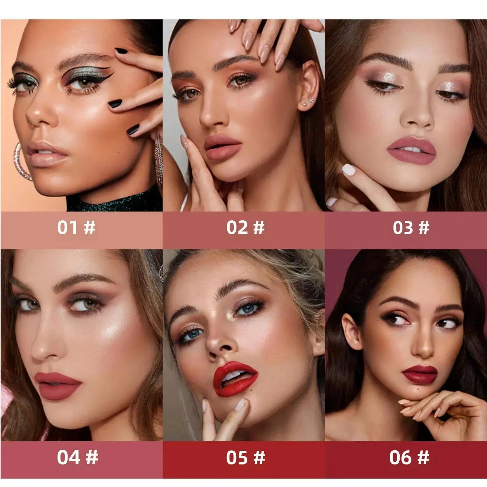 MLSMILE Liquid Lipstick 6 Color Velvet Satin Matte Lip Glaze Waterproof Long Lasting Non Stick Cup Glossy Tint