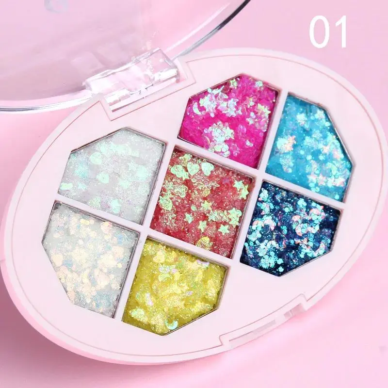 7 Colors Shimmer Eyeshadow Palette Diamond Glitter Pigment For Face Eye Makeup Star Moon Sequins Beauty Fragments