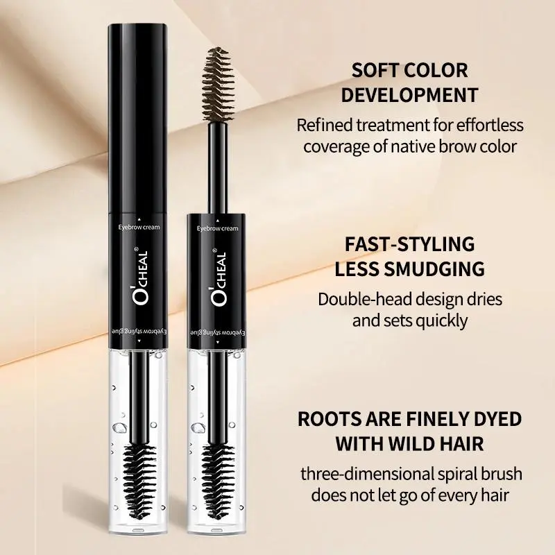 Waterproof Long Lasting Eyebrow Dye Cream Dual Head Smudge Proof Setting Liquid For Brows Natural Look