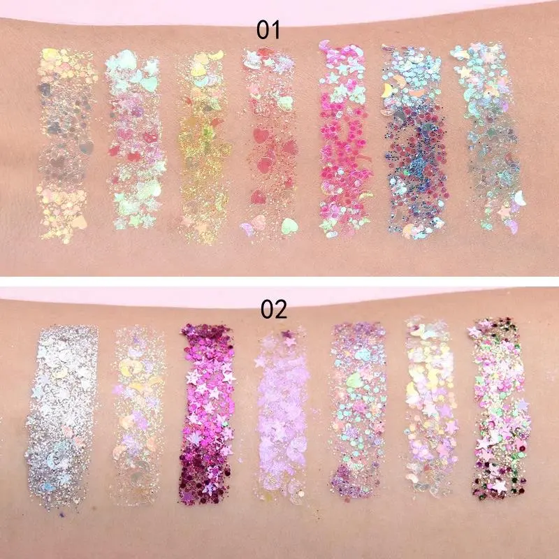 7 Colors Shimmer Eyeshadow Palette Diamond Glitter Pigment For Face Eye Makeup Star Moon Sequins Beauty Fragments