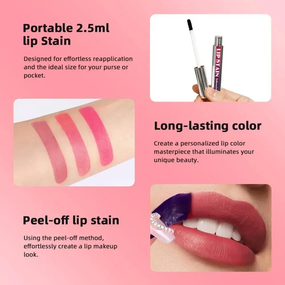 Peel Off Lip Stain Long Lasting Waterproof Pink Lip Tint Non Stick Cup Transfer Proof Natural Lipstick Women Cosmetics