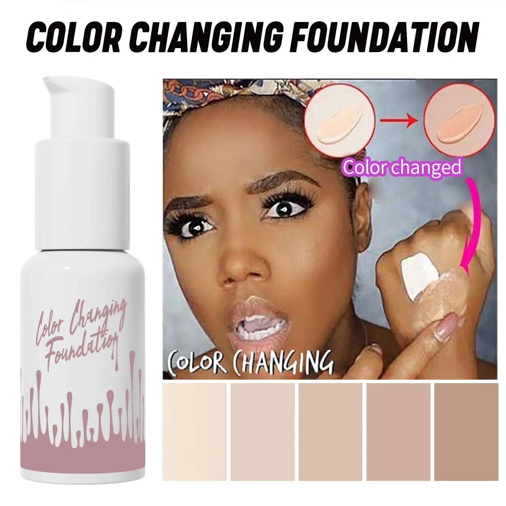 Temperature Changing Liquid Foundation Oil Control Brightening High Coverage Concealer Korean Base Makeup Long Lasting