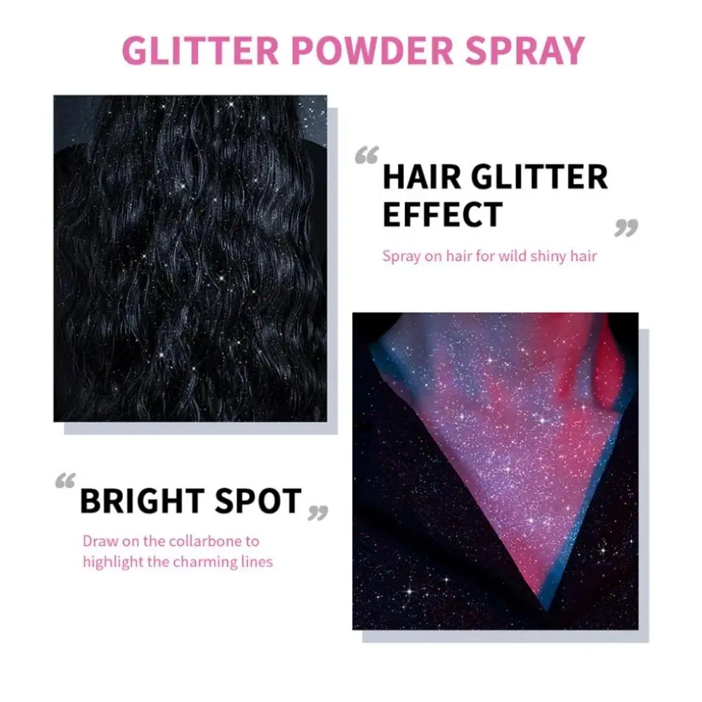 Shiny Body Glitter Spray For Face Hair Starlight Highlight Long Lasting Nightclub Party Makeup Accessory Glow