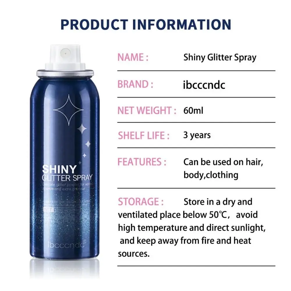 Shiny Body Glitter Spray For Face Hair Starlight Highlight Long Lasting Nightclub Party Makeup Accessory Glow