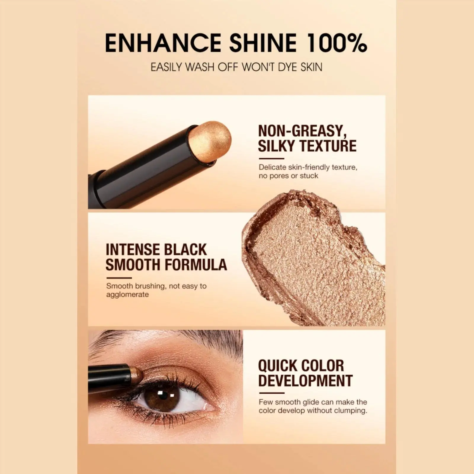 Waterproof Eyeshadow Stick 16 Shimmer Colors Long Wear Creamy Highlighter Makeup Easy Application