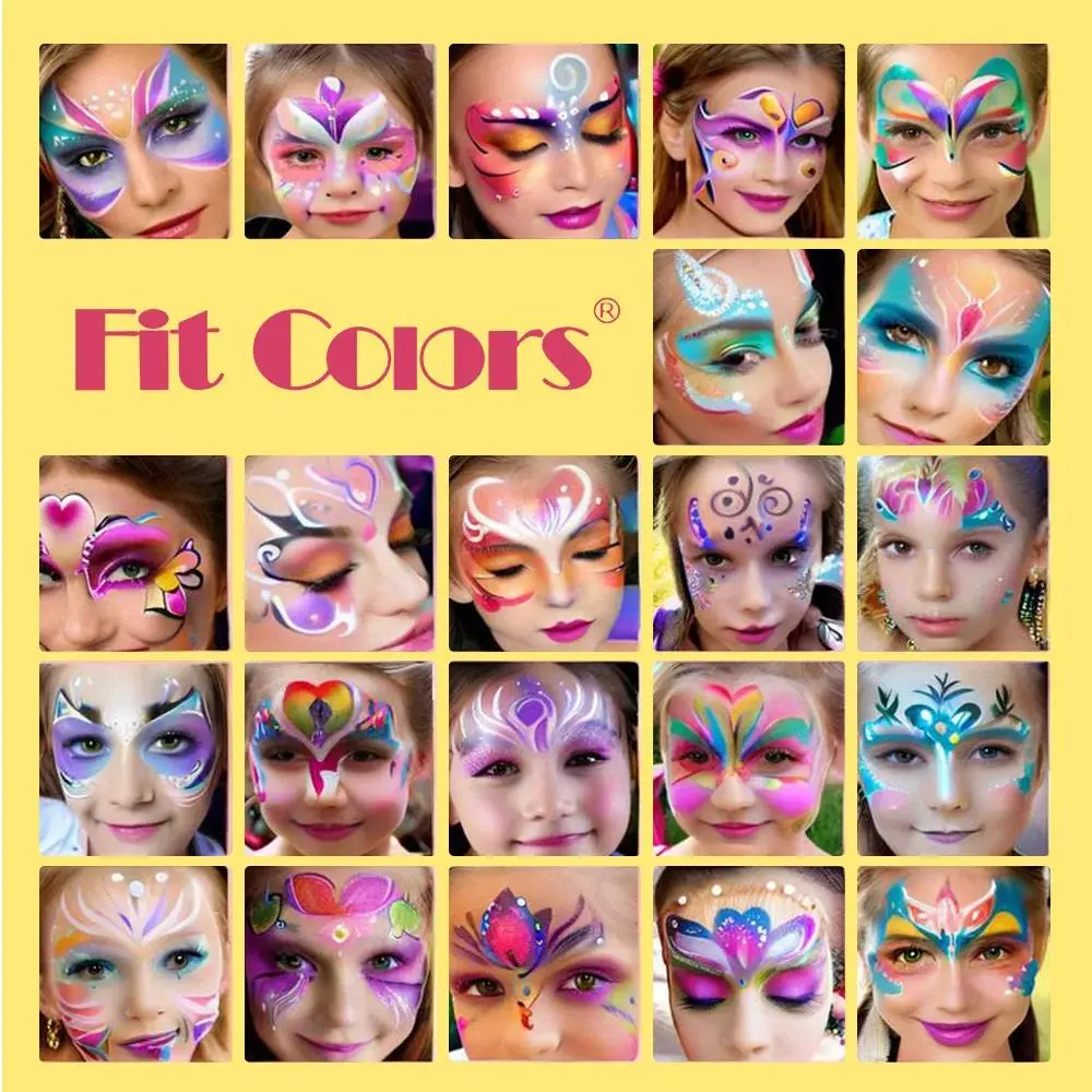 25g Rainbow Water Based Face Body Paint Palette Washable Non Toxic One Stroke Split Cake Festive Makeup Pigment for Kids Adults