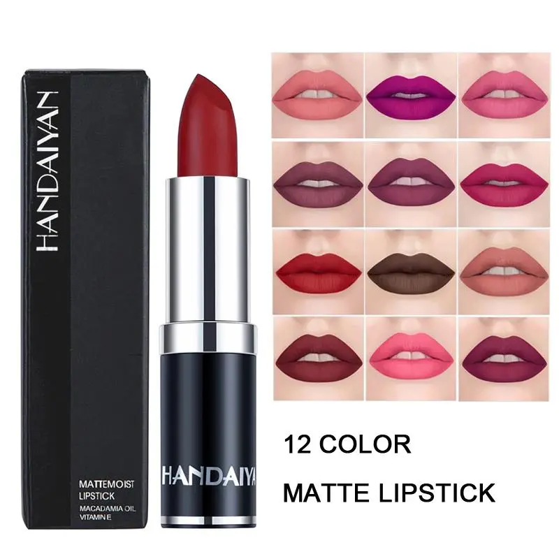 12 Colors Matte Lipstick Long Lasting High Pigment Velvet Soft Full Coverage Lip Makeup Nude Red Sexy Women Beauty Cosmetics