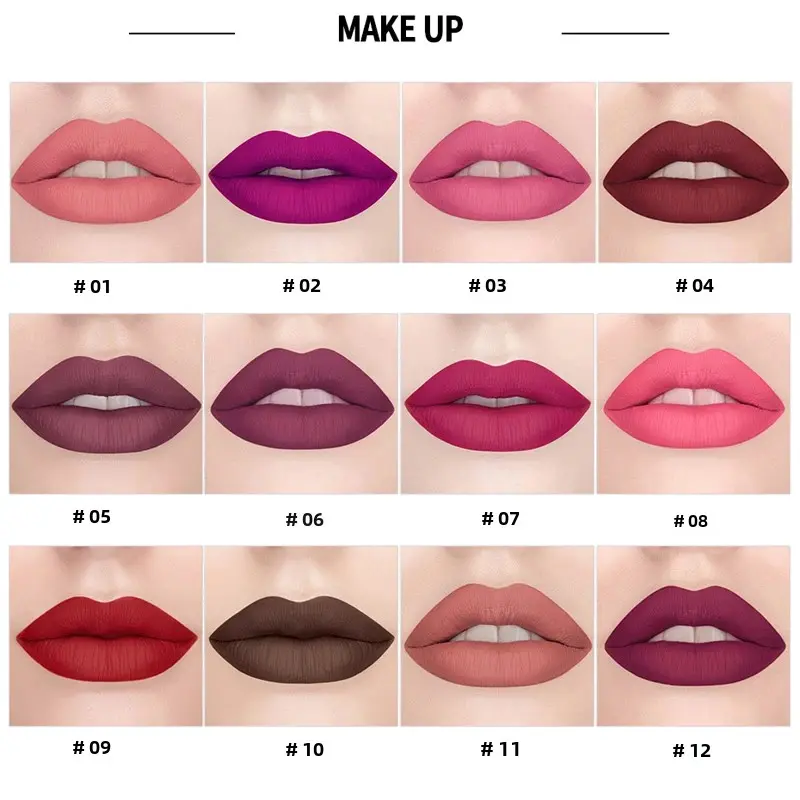 12 Colors Matte Lipstick Long Lasting High Pigment Velvet Soft Full Coverage Lip Makeup Nude Red Sexy Women Beauty Cosmetics