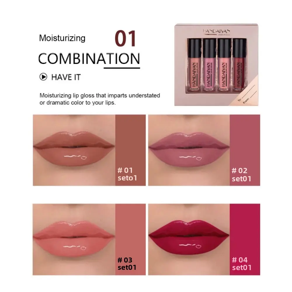 HANDAIYAN 4PCS Velvet Matte Lip Gloss Set Waterproof Long Lasting Nonstick Liquid Lipstick Smooth Lip Tint Makeup Kit