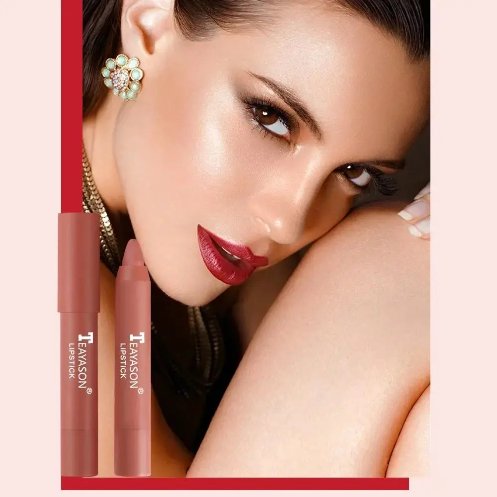Velvet Matte Lipstick Long Lasting Moisturizing High Pigment Lip Crayon Nude Rotatable Lip Pen For Women Beauty Makeup