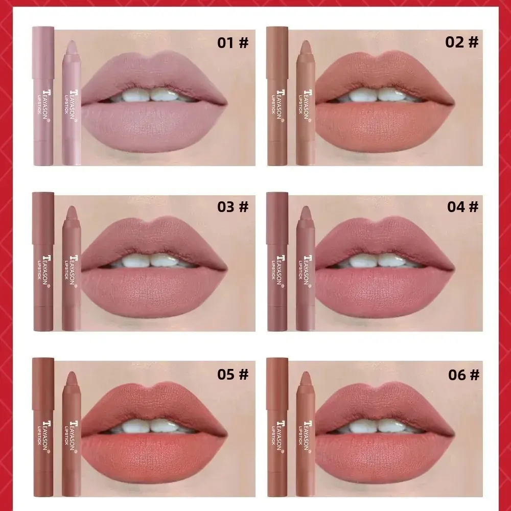 Velvet Matte Lipstick Long Lasting Moisturizing High Pigment Lip Crayon Nude Rotatable Lip Pen For Women Beauty Makeup
