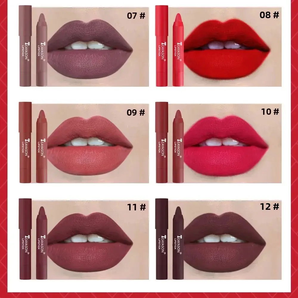 Velvet Matte Lipstick Long Lasting Moisturizing High Pigment Lip Crayon Nude Rotatable Lip Pen For Women Beauty Makeup