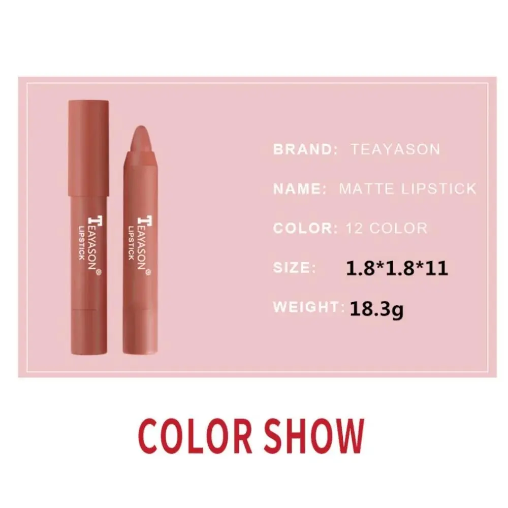 Velvet Matte Lipstick Long Lasting Moisturizing High Pigment Lip Crayon Nude Rotatable Lip Pen For Women Beauty Makeup