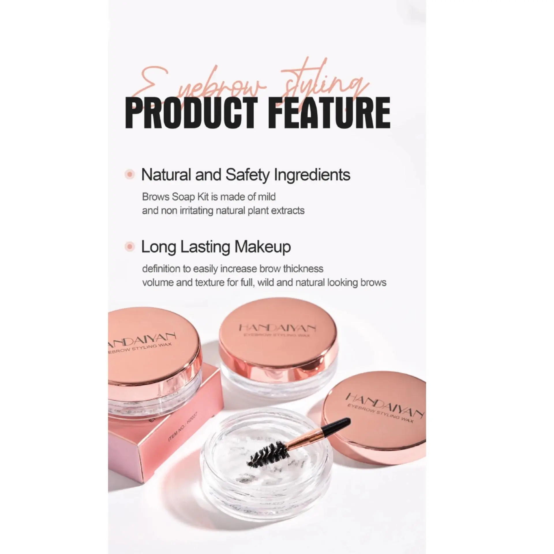 Women Transparent Eyebrow Gel Wax with Brush Long Lasting Waterproof Makeup Brows Styling Soap Fixer Natural Look