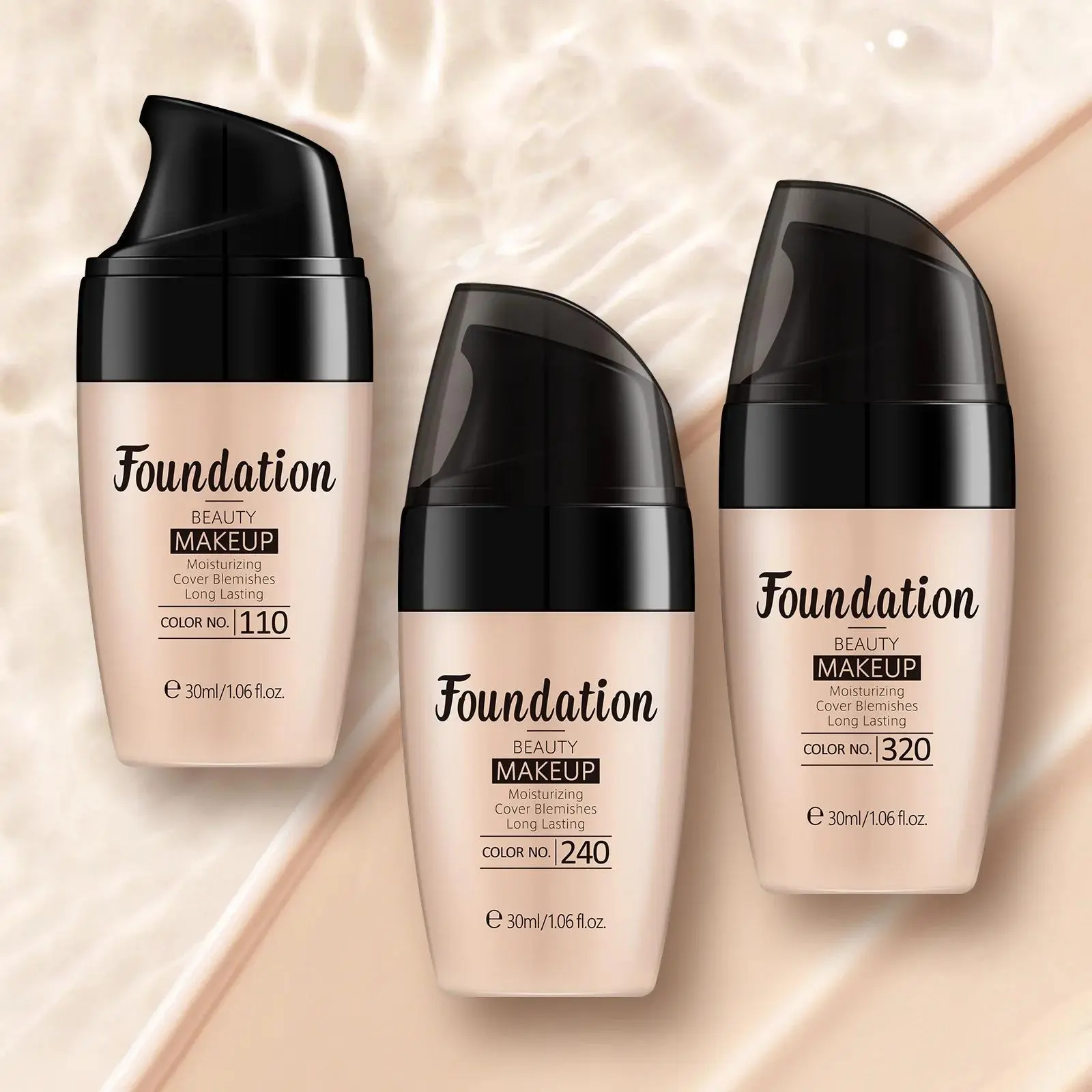 LAIKOU Oil Free Liquid Foundation Natural Matte Finish Concealer Waterproof Long Lasting Base Makeup for Flawless Skin