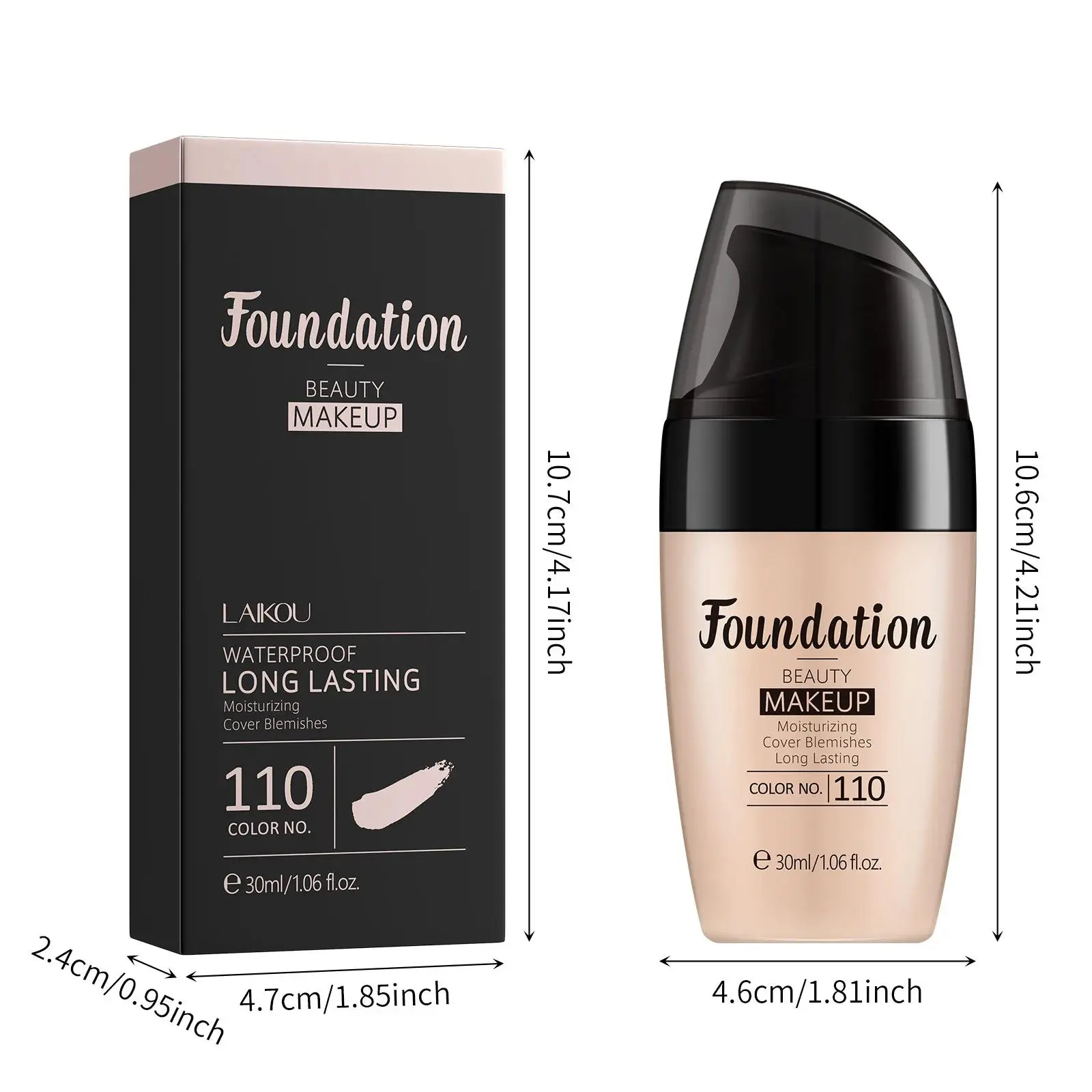 LAIKOU Oil Free Liquid Foundation Natural Matte Finish Concealer Waterproof Long Lasting Base Makeup for Flawless Skin