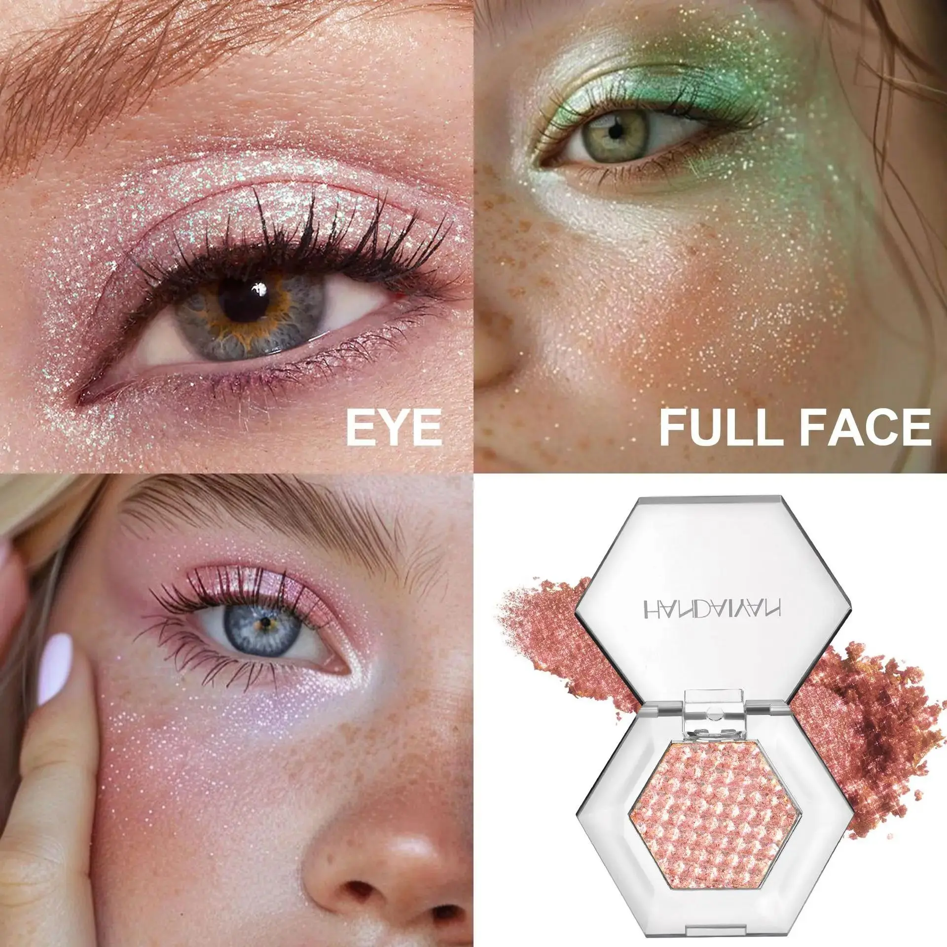 Hexagonal Eye Shadow Palette Ultra Fine Glitter Holographic Highlighter Chameleon Makeup Brighten Long Lasting Waterproof