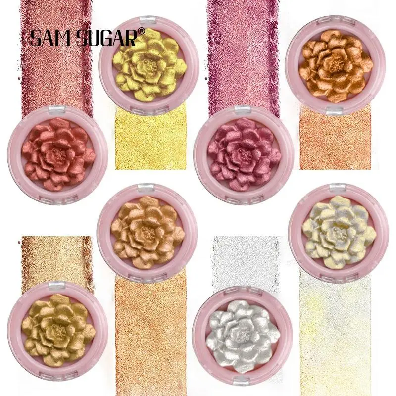 Professional 3D Rose Highlighter Makeup Palette Face Contouring Bronzer Shimmer Glossy Bright Cosmetics Beauty