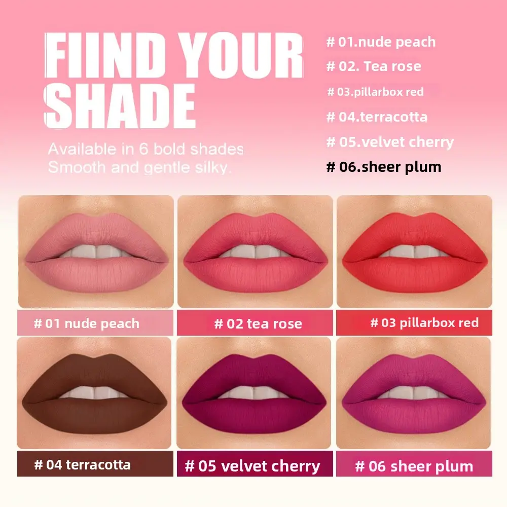 Velvet Matte Nude Peach Lipstick Set Waterproof Long Lasting Natural Lip Stain Silky Moisturizing Non Fading Hybrid Balm