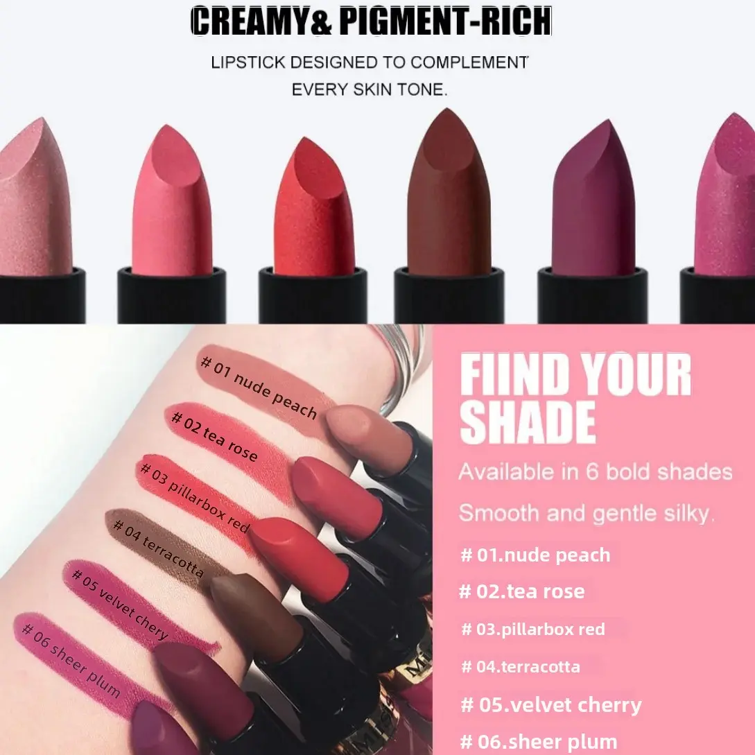 Velvet Matte Nude Peach Lipstick Set Waterproof Long Lasting Natural Lip Stain Silky Moisturizing Non Fading Hybrid Balm