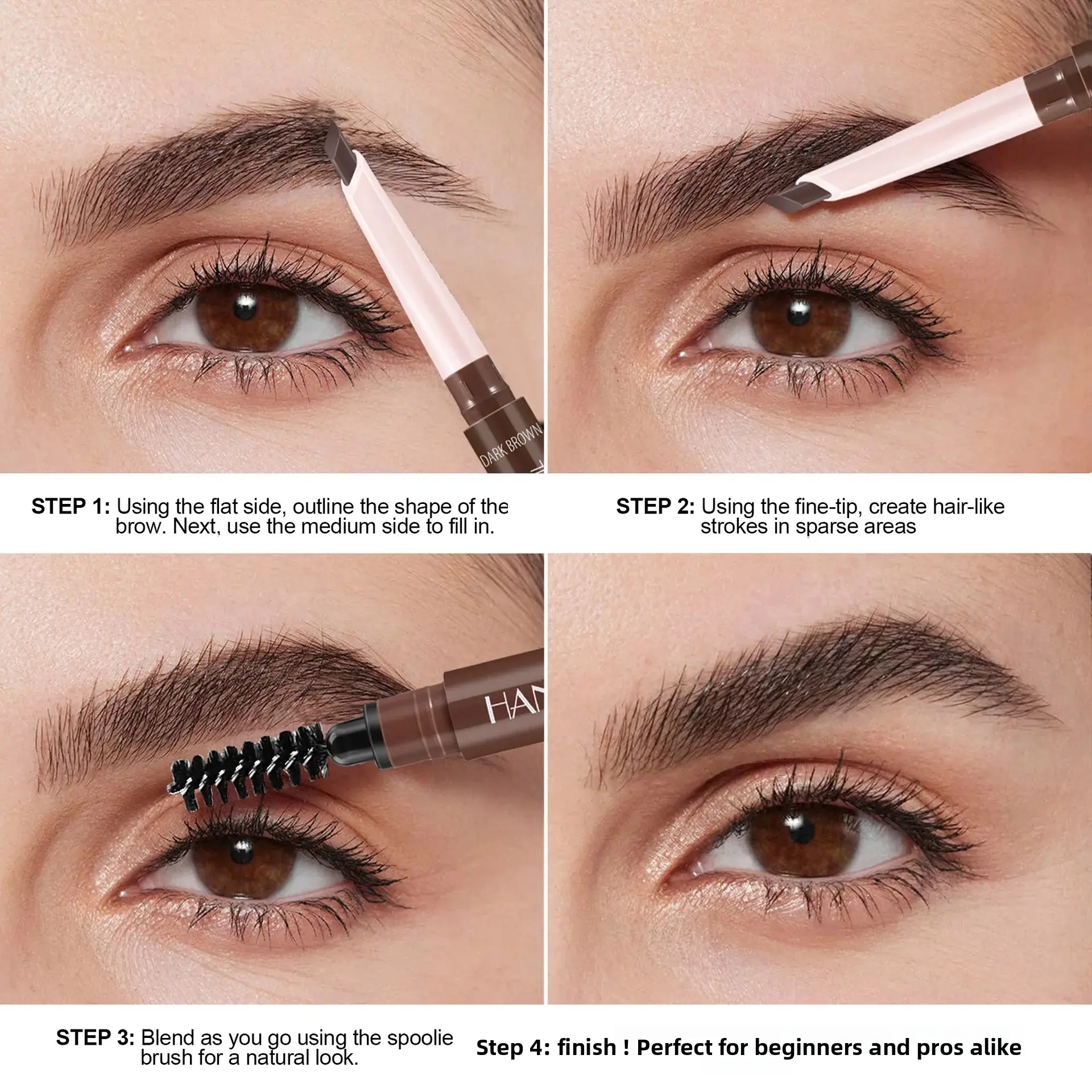 3D Natural Eyebrow Pencil Waterproof Double Head Thin Non Smudge Spiral Brush Perfect Brows Long Wearing Simple Application