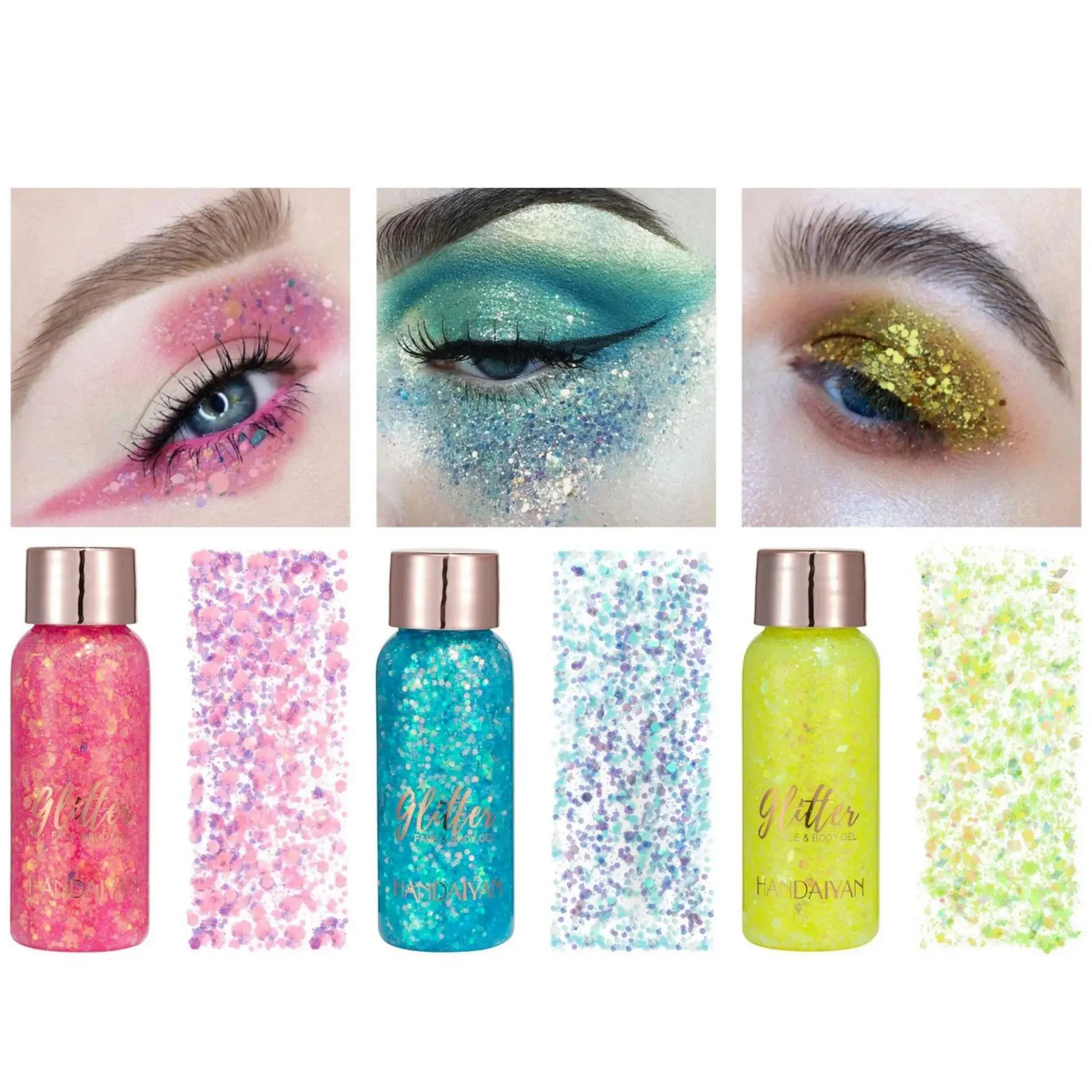 9 Shade Glitter Eyeshadow Gel Long Wear High Pigment Sequins For Hair Face Body Nail Party Festival Makeup Art