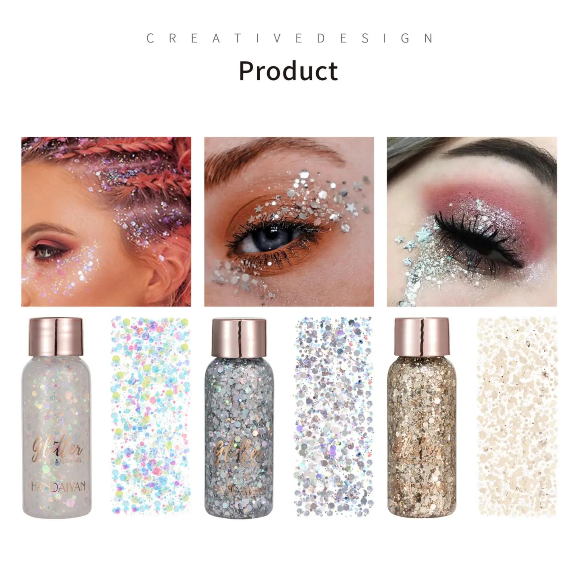 9 Shade Glitter Eyeshadow Gel Long Wear High Pigment Sequins For Hair Face Body Nail Party Festival Makeup Art
