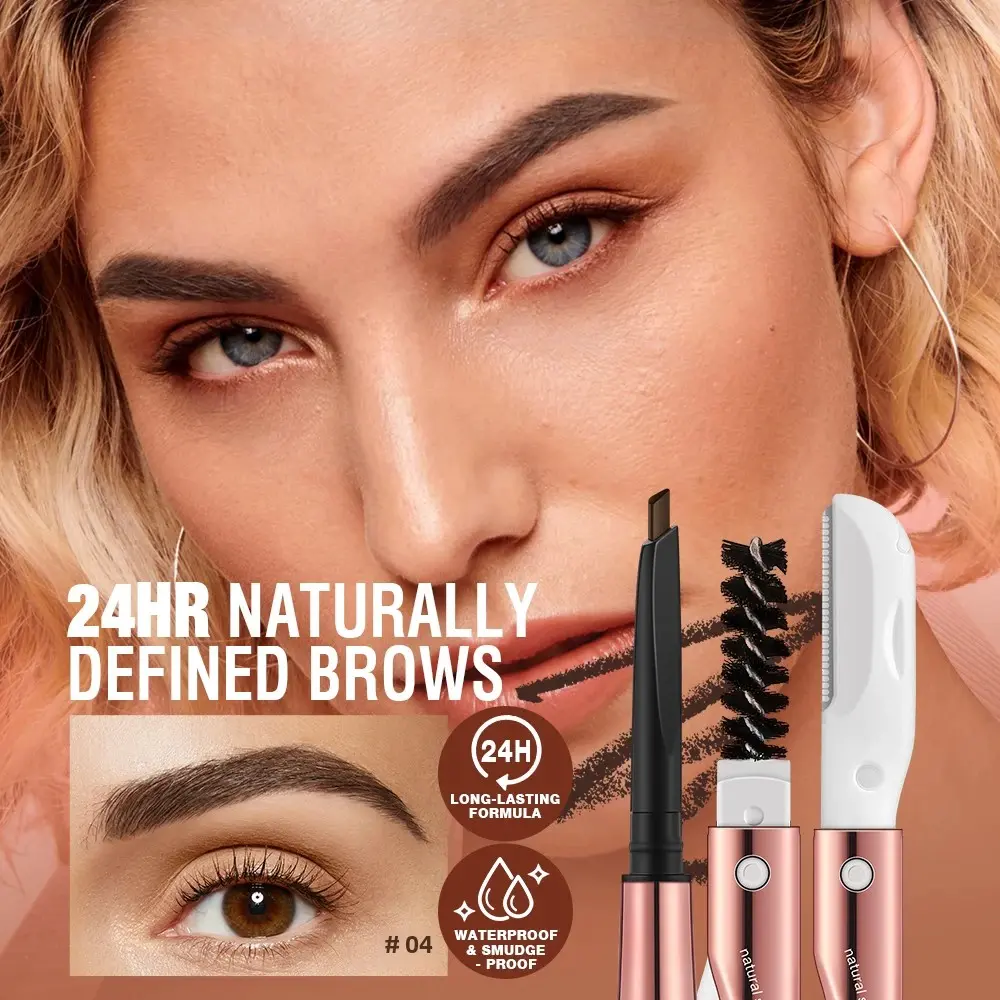 3 In 1 Eyebrow Pencil With Trimmer Long Lasting Waterproof Brow Definer Natural Color Precision Pen For Perfect Brows