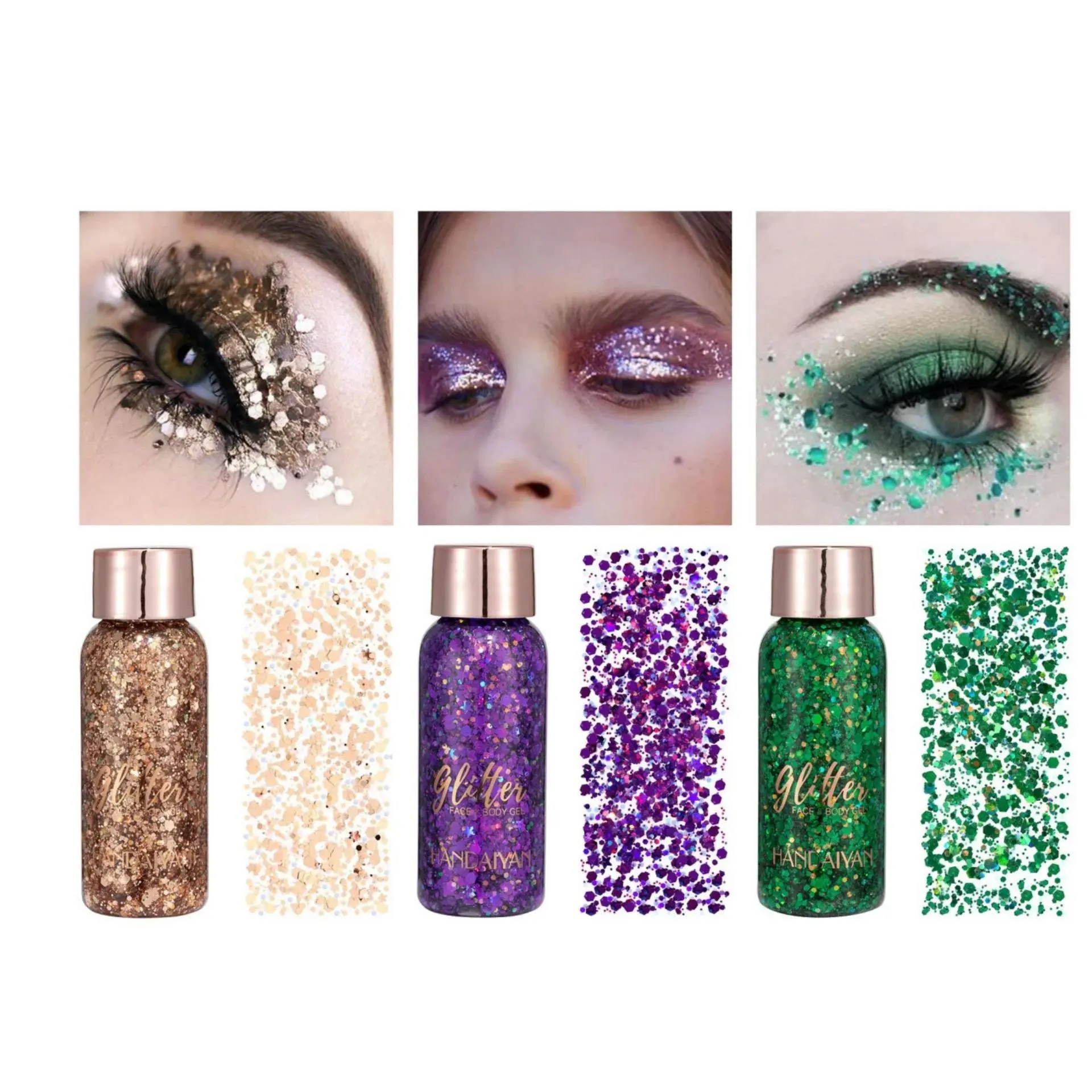 9 Shade Glitter Eyeshadow Gel Long Wear High Pigment Sequins For Hair Face Body Nail Party Festival Makeup Art