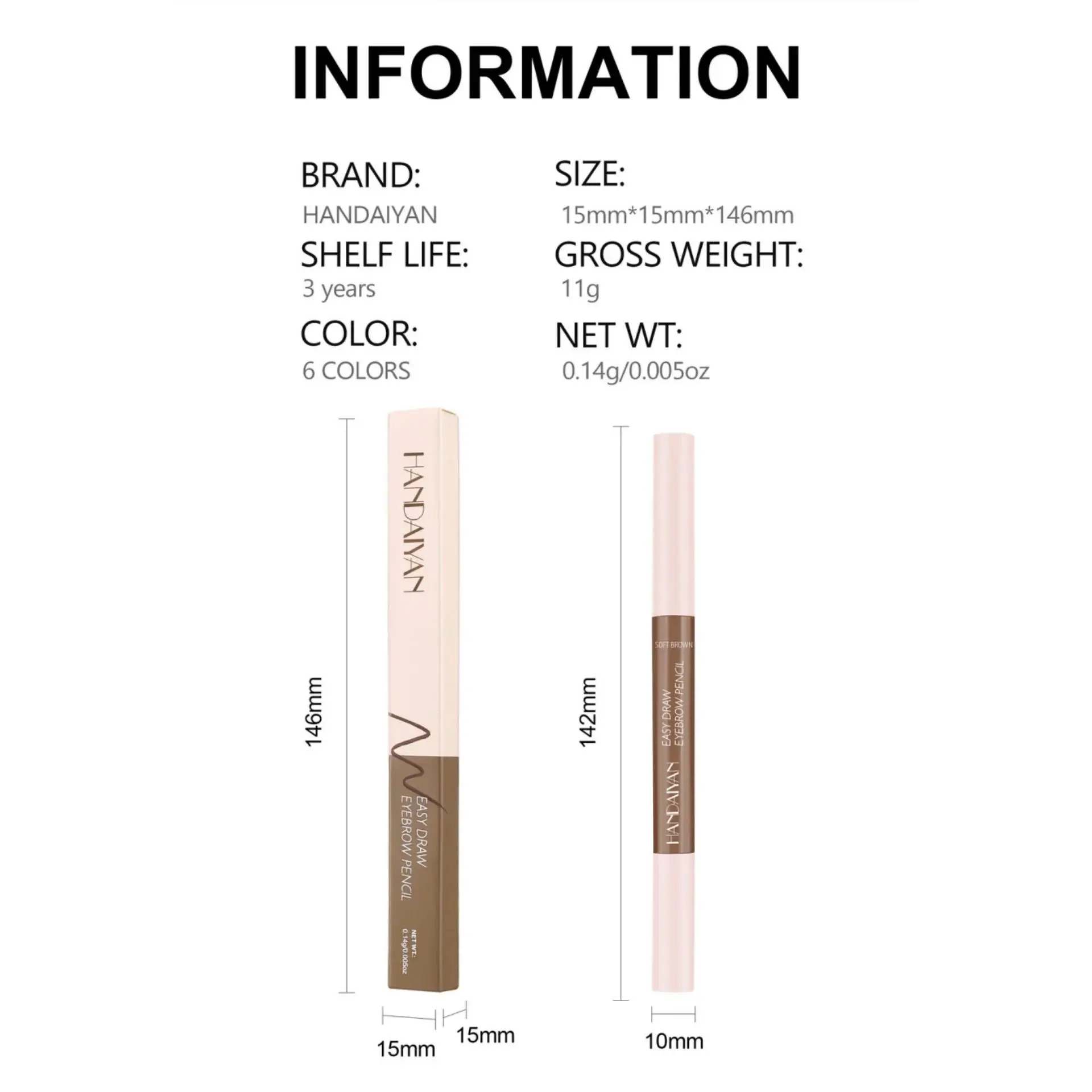 3D Natural Eyebrow Pencil Waterproof Double Head Thin Non Smudge Spiral Brush Perfect Brows Long Wearing Simple Application