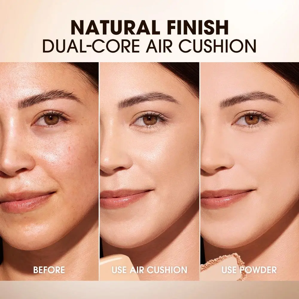 24H Long Lasting Air Cushion Cream Powder Oil Control Matte Soft Focus Concealer Pressed Makeup Foundation For Face