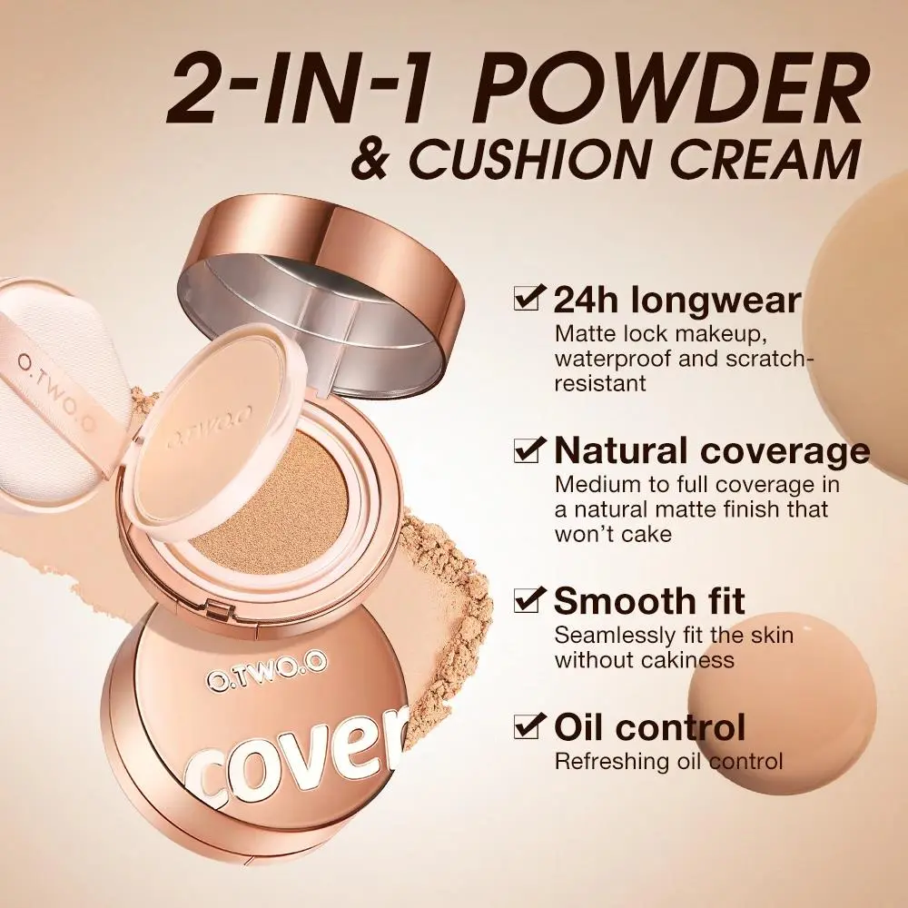 24H Long Lasting Air Cushion Cream Powder Oil Control Matte Soft Focus Concealer Pressed Makeup Foundation For Face