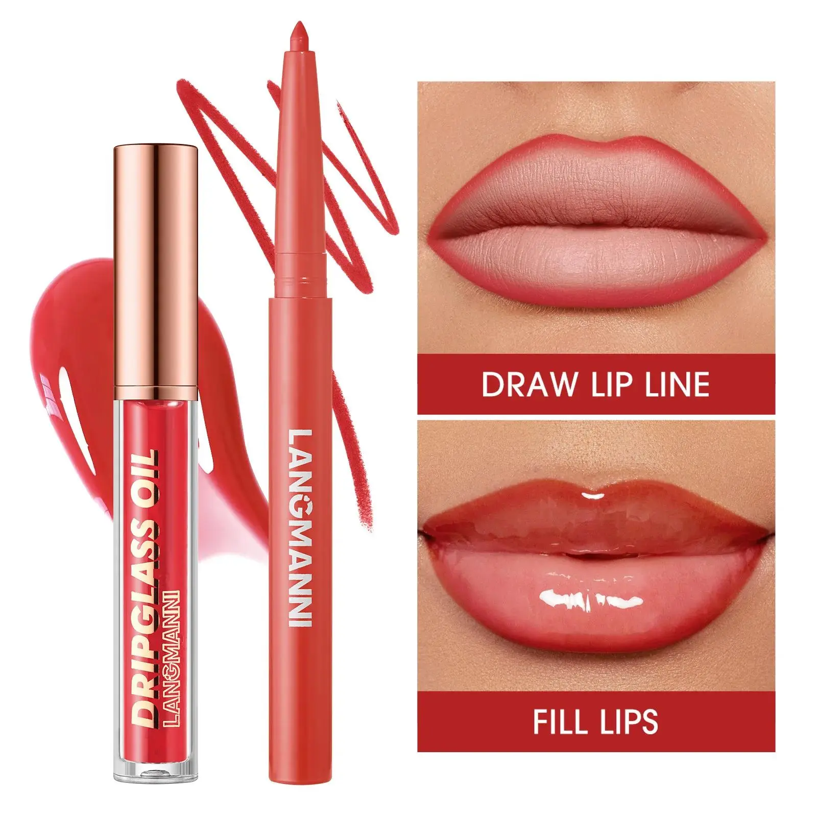 12PCS Retro Lip Set 6 Lipliner 6 Dripglass Oil Matte Shiny Long Lasting Makeup Kit Cosmetics Beauty Essentials
