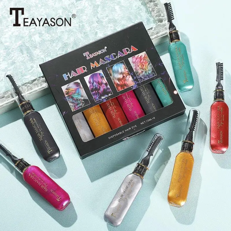 Temporary Hair Color Wax Cream Kit 6 Shades Washable Dye Brush For Halloween Cosplay DIY Styling Birthday Gift