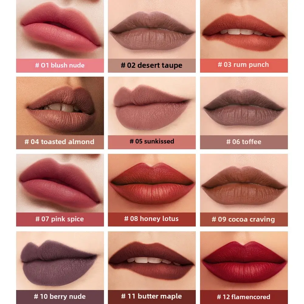 Matte Lip Gloss Waterproof Long Lasting Non Sticky Soft Nude Red Brown Lipstick For Women Beauty Cosmetics