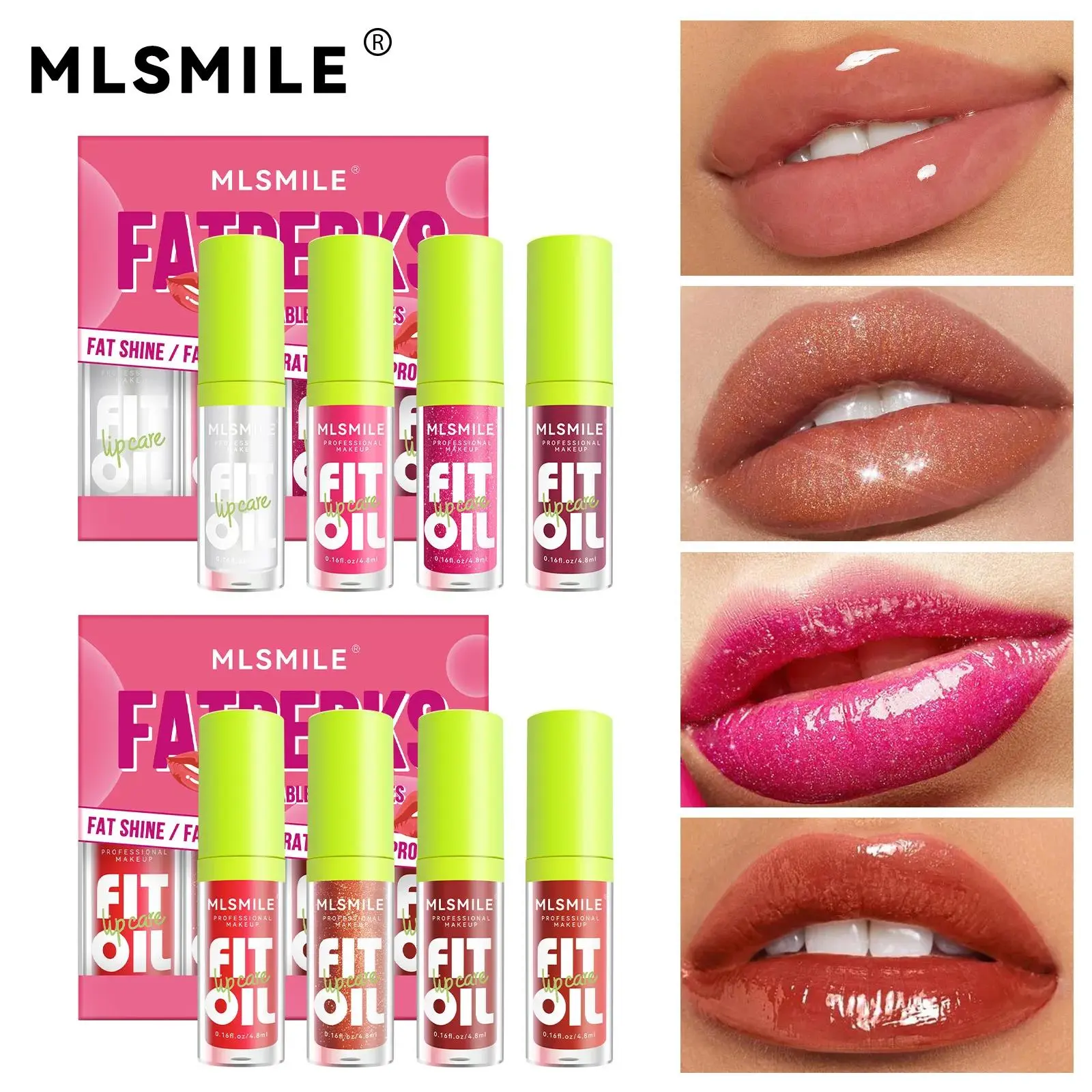 4pcs Set Mirror Pearl Lipgloss Long Lasting Hydrating Moisturizing Clear Lip Balm Oil Multi Color Lip Enhancement