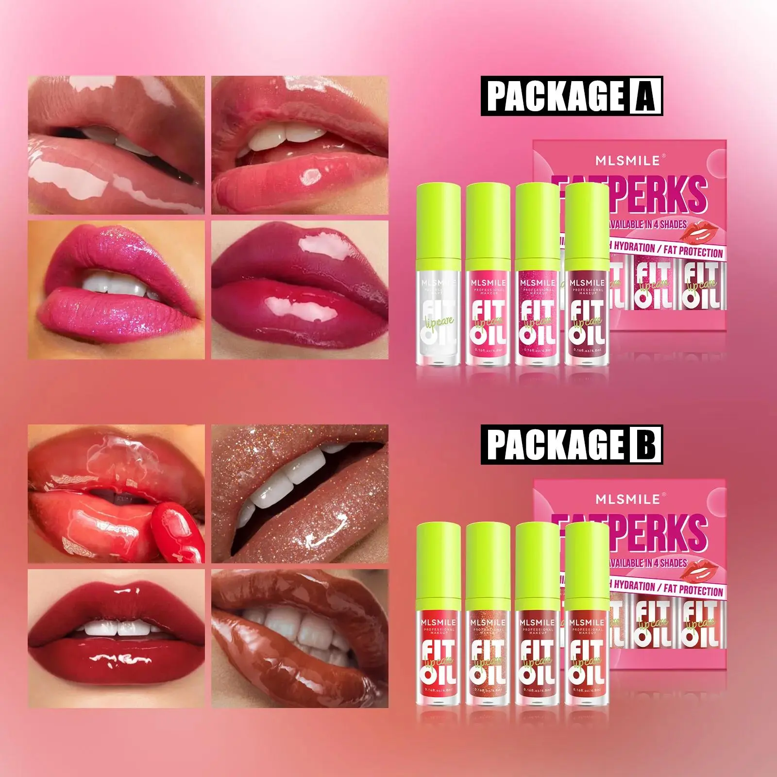 4pcs Set Mirror Pearl Lipgloss Long Lasting Hydrating Moisturizing Clear Lip Balm Oil Multi Color Lip Enhancement