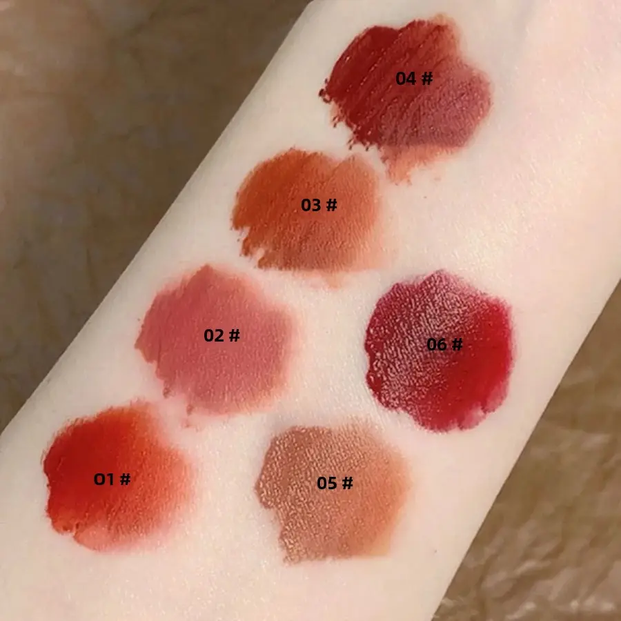 Velvet Matte Lipgloss 6pcs Set Bear Design Lip Tint Mud Moisturizing Lipstick Glaze Longwear Waterproof Cruelty Free