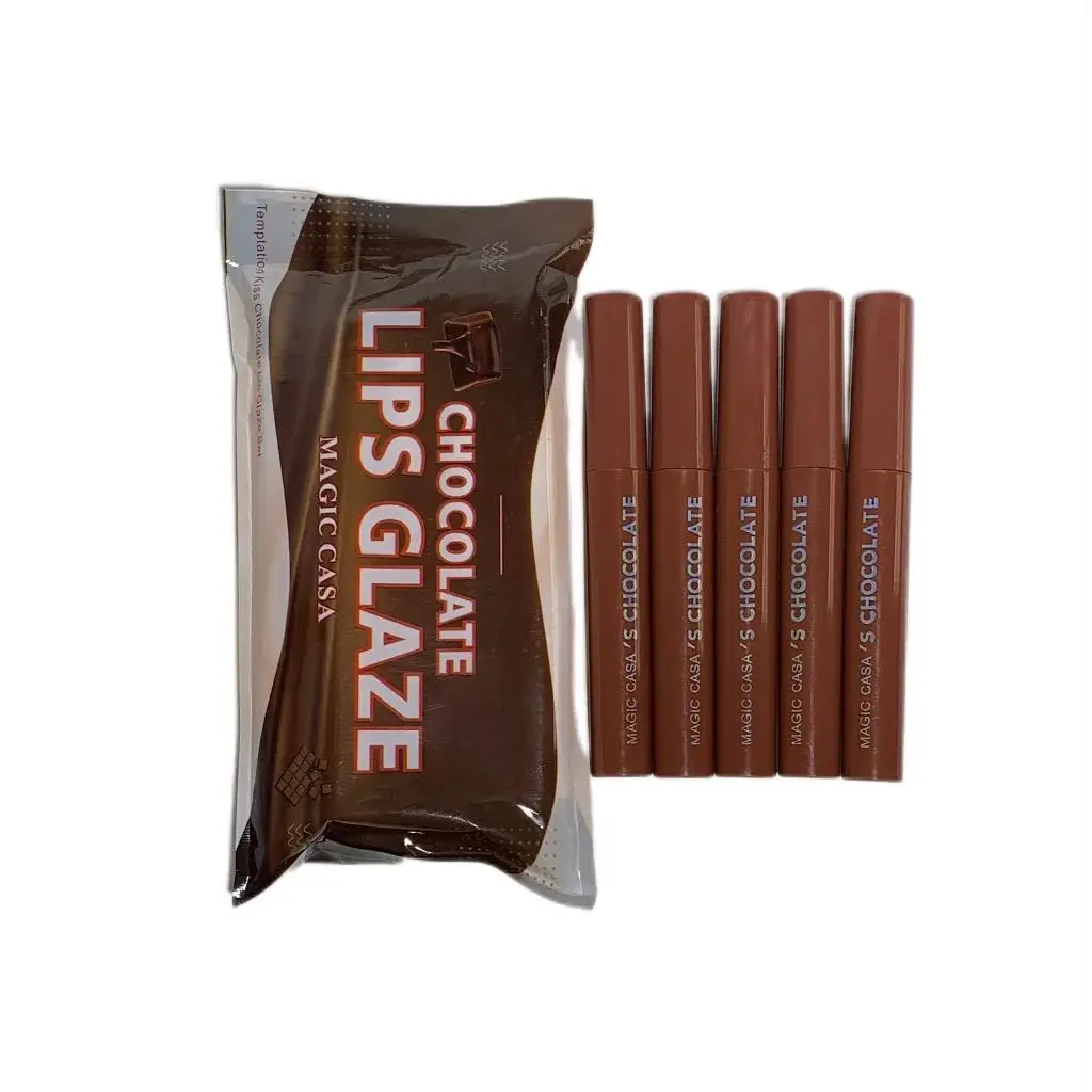 Waterproof Liquid Lipstick Set 5Pcs Chocolate Lip Gloss Long Lasting Non Sticky Silky Smooth Nude Red Makeup Cosmetics