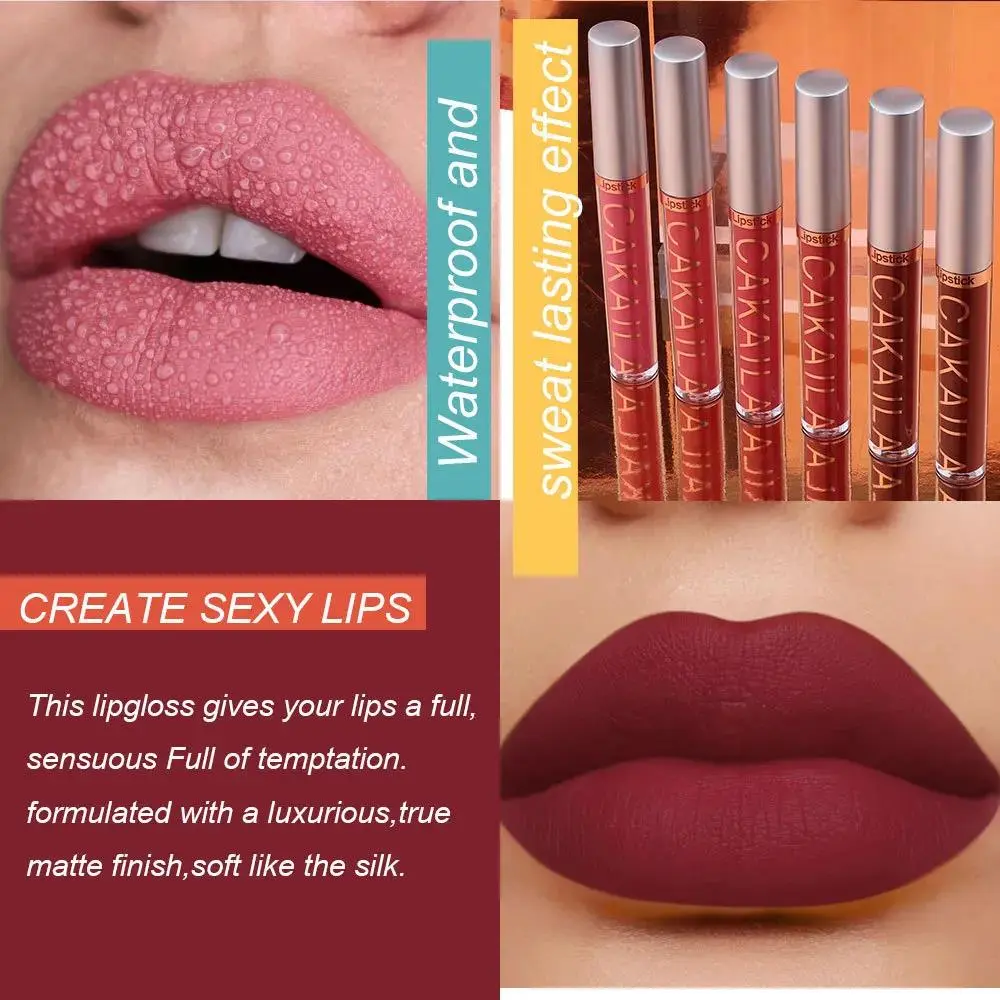 Velvet Matte Lipgloss Set 6 Colors Long Wearing Lipstick Liquid Lip Glaze Sexy Makeup Kit Non Transfer