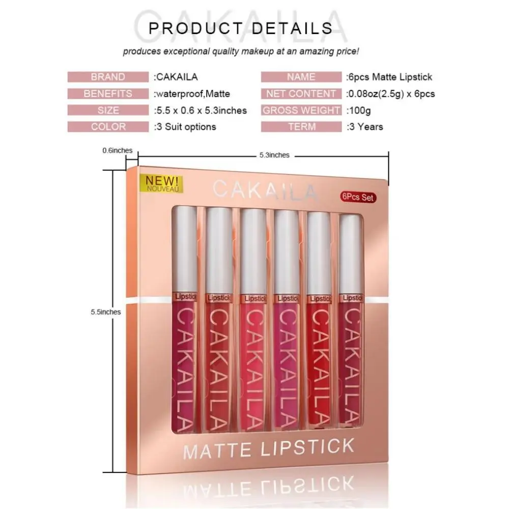 Velvet Matte Lipgloss Set 6 Colors Long Wearing Lipstick Liquid Lip Glaze Sexy Makeup Kit Non Transfer