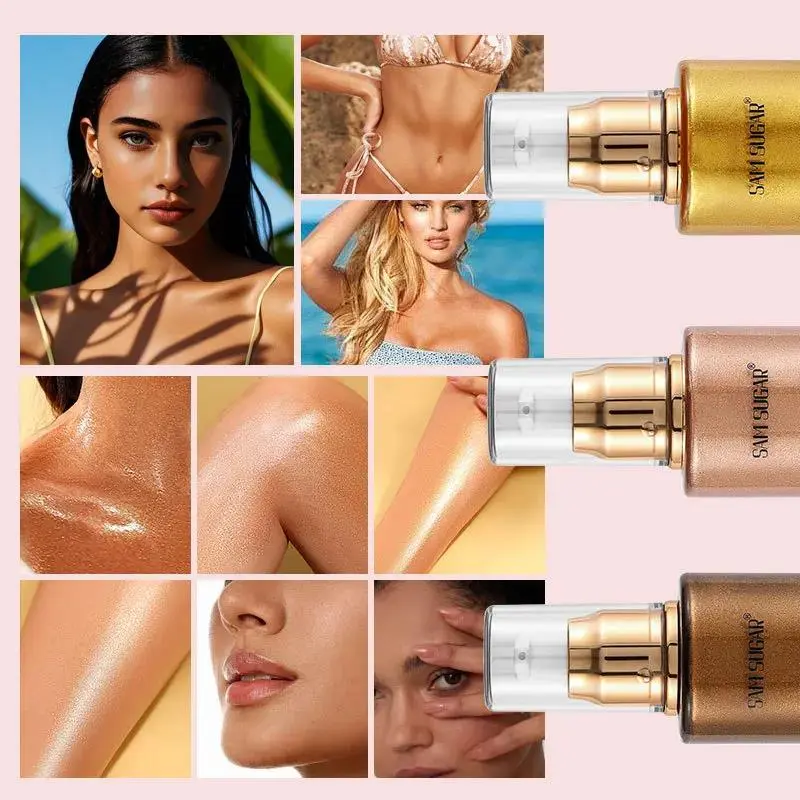 100ml Pearl Rose Gold Shimmer Oil Highlighter For Face Body Glow Bronzer Illuminator Liquid Makeup Shine Brightener