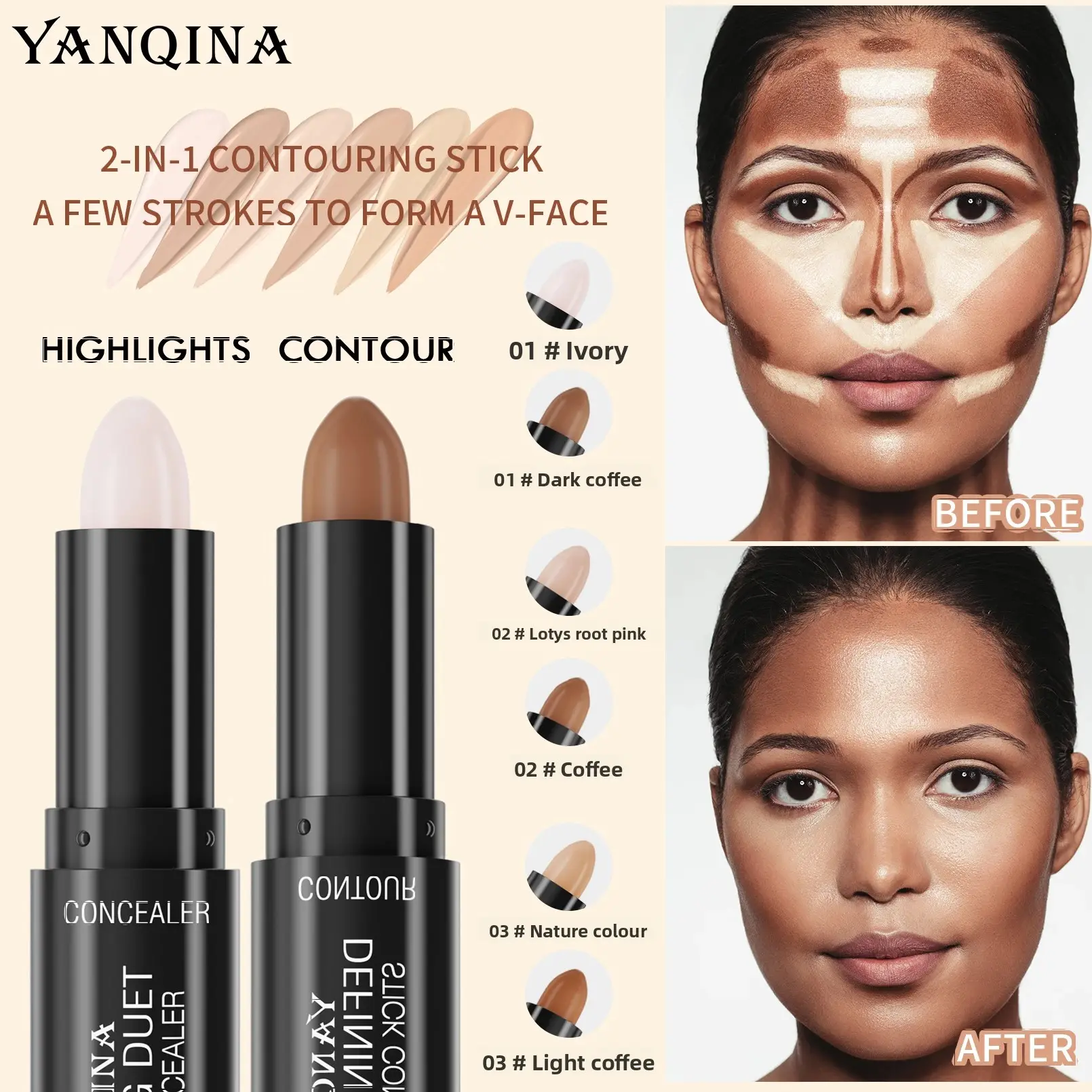 Creamy Contour Stick Foundation Concealer For Dark Circles And Blemish Coverage Even Skin Tone Makeup Highlighter Pen