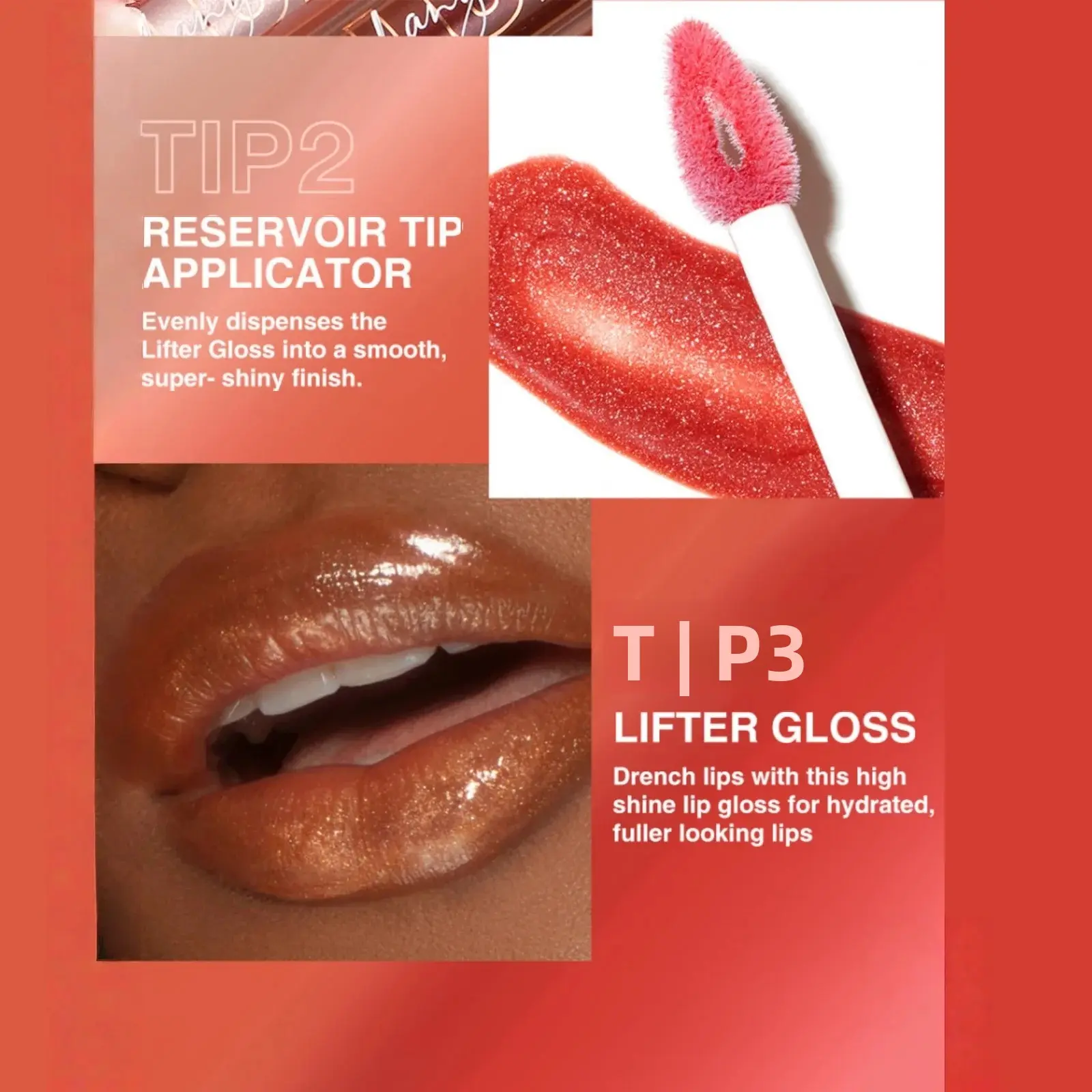Natural Nude Lip Tint Long Lasting Lipstick Hyaluronic Acid Glitter Lip Gloss 8 Colors Moisturizing Non Stick Makeup