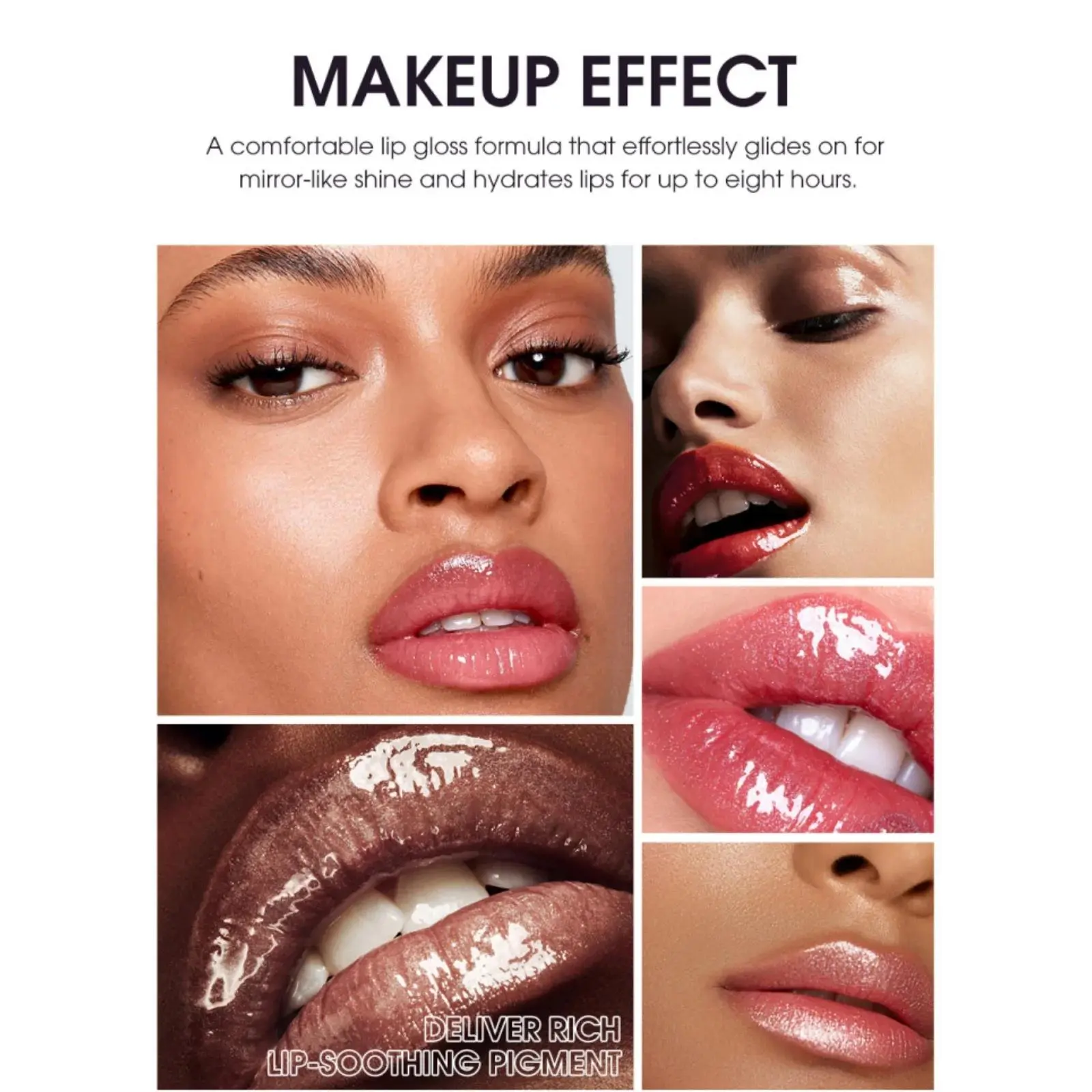 Natural Nude Lip Tint Long Lasting Lipstick Hyaluronic Acid Glitter Lip Gloss 8 Colors Moisturizing Non Stick Makeup